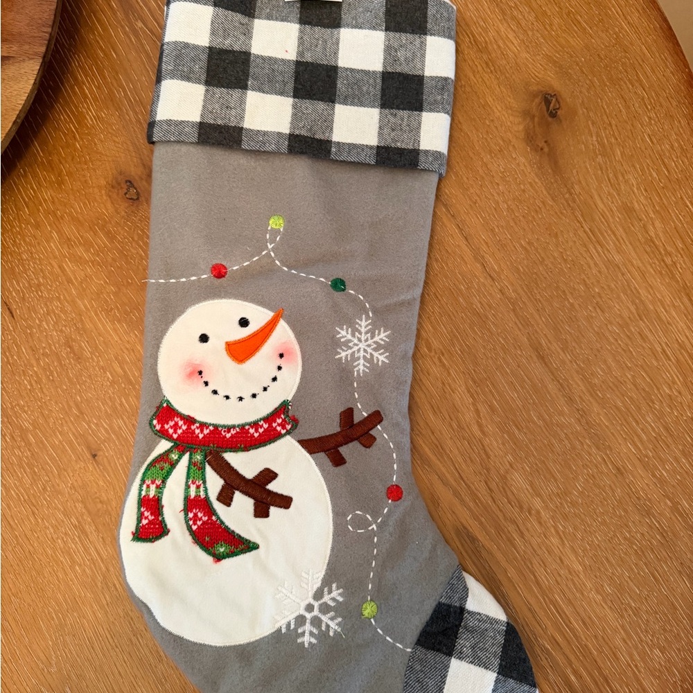 Hobby Lobby Gray, Black and White Checkered Stocking